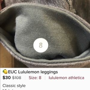 Lululemon leggings grey Excellent condition size 8